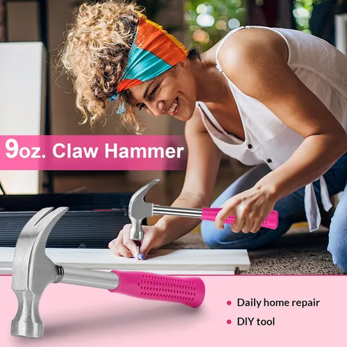 Miniatura 2 de THINKWORK - Juego de herramientas rosa de 40 piezas, juego de herramientas manuales básicas para el hogar con caja de almacenamiento, juego de Rosa