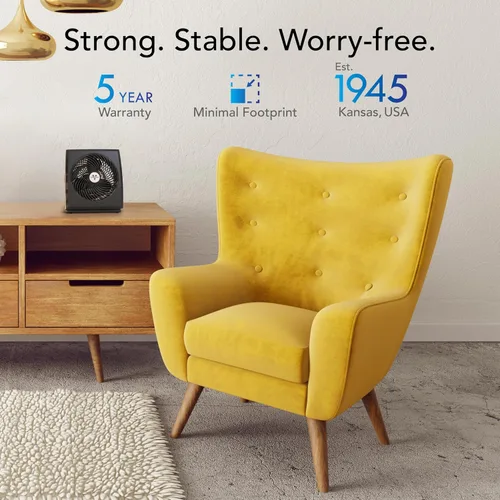 Miniatura 6 de Vornado 573T Ventilador pequeño de circulación de aire para habitación con cabezal giratorio, rejilla extraíble de fácil limpieza, 3 ajustes