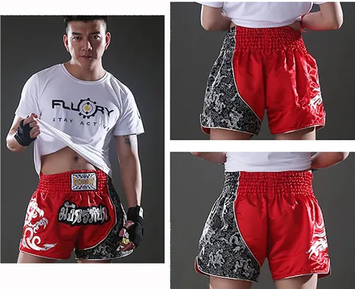 Miniatura 5 de FLUORY - Pantalones cortos de Muay Thai para artes marciales mixtas, kickboxing, entrenamiento, combate en jaula