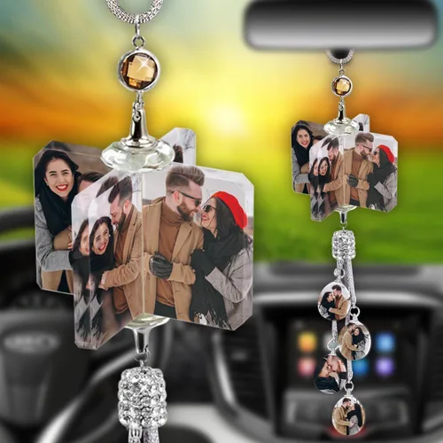 Miniatura 13 de Colgante de coche personalizado con foto, accesorios personalizados para coche, decoración cubo colgante