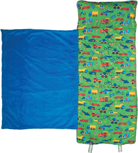 Miniatura 13 de Stephen Joseph, Tapete estampado para siesta para niños pequeños con manta suave y almohada extraíble para niños y niñas, saco de dormir para Azul