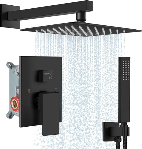 Miniatura 19 de Midanya Sistema de ducha de lluvia, cabezal de ducha cuadrado de lluvia, juego de grifo de ducha con rociador de mano, kit de moldura de válvula