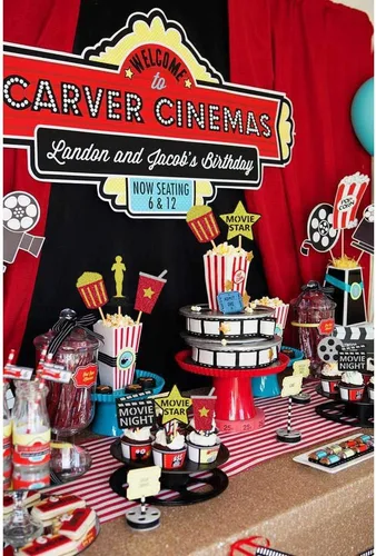 Miniatura 5 de Decoración para cupcakes de teatro, decoración de pasteles para cumpleaños, películas, fiestas, suministros de comida – Juego de 24