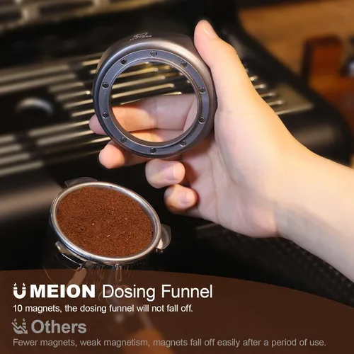 Miniatura 3 de MEION Embudo dosificador, embudo dosificador magnético para café, herramientas de expreso, accesorios de espresso (plata, 2.126 in)