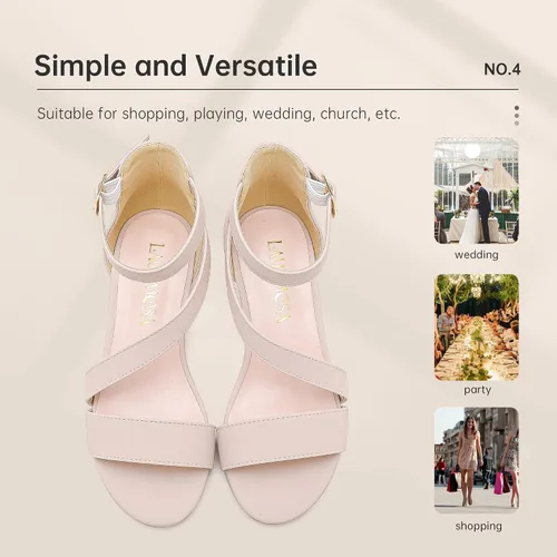 Miniatura 6 de Sandalias para niñas, tacones para niños, puntera abierta, correa al tobillo, zapatos de vestir, flores para boda, fiesta para niños pequeños