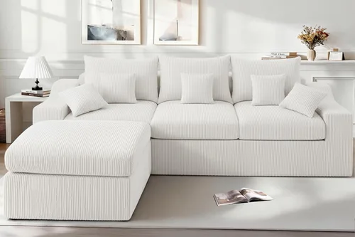 Miniatura 23 de HABUTWAY Sofá modular modular de 101 pulgadas con asiento profundo, moderno sofá convertible en forma de L, sofá tapizado con diván para sala