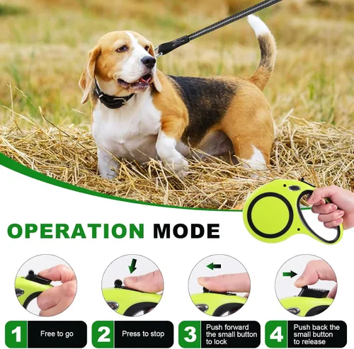 Miniatura 6 de Correa retráctil para perro de 30 pies, 30 pies, 360° sin enredos para perros medianos y grandes de hasta 77 libras, freno de una mano, pausa con un
