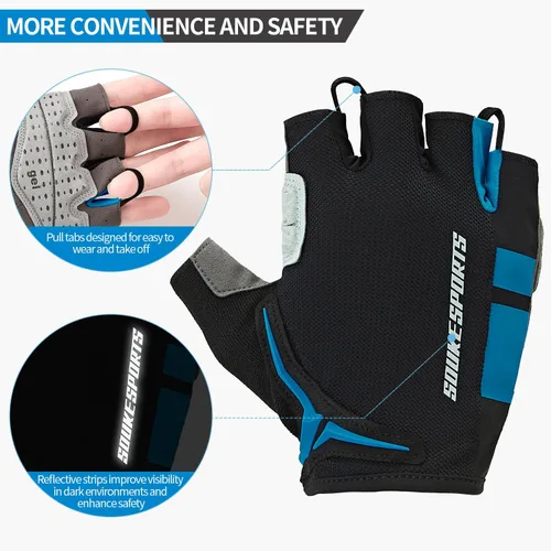 Miniatura 4 de Souke Sports Guantes de ciclismo para hombre con almohadillas de gel, guantes de bicicleta de medio dedo, ligeros, antideslizantes, absorben