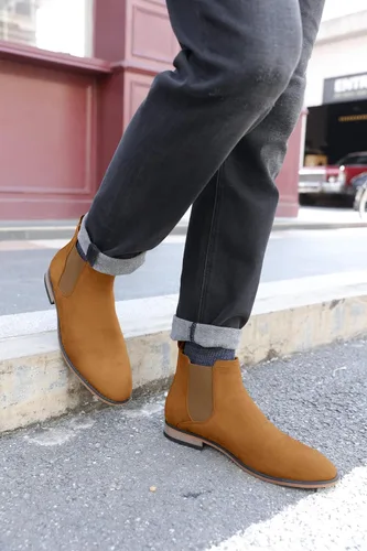 Miniatura 3 de Coutgo Botas Chelsea para hombre, botas de vestir cómodas de gamuza, botas de tobillo Chukka