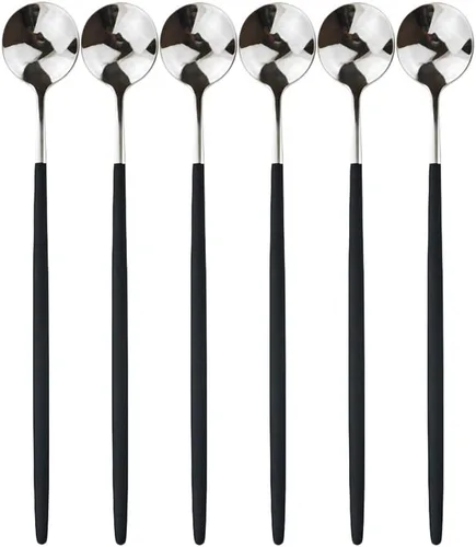 Miniatura 19 de Cubertería de acero inoxidable 304 de cobre de mango largo Cucharas de té de helado Cucharas de mezcla Vajilla Vajilla Servicio de cocina Juego
