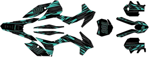 Miniatura 11 de Kit de gráficos para KTM Motocross 4-Stroke 250 SX-F, 350 SX-F y 450 SX-F (2013-2014) Serie Twitch Cyan 16 Mil - On/Off The Road