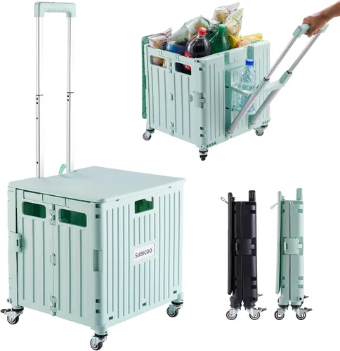 Miniatura 11 de Carrito de Utilidades Plegable Carrito Portátil con Caja con Ruedas Manual Carro de Compras Caja de Herramientas Plegable, con Tapa, Cesta en 4