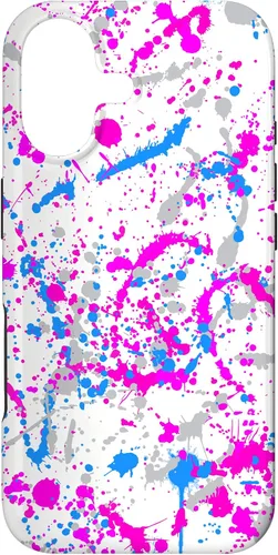 Miniatura 32 de iPhone 16 Rosa + Azul + Gris Blanco Patrón de salpicaduras de pintura