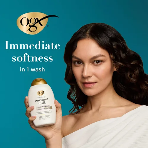 Miniatura 2 de OGX Acondicionador nutritivo + leche de coco, acondicionador hidratante y restaurador hidrata para cabello suave después del primer uso, sin