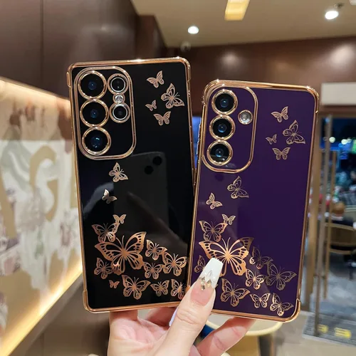 Miniatura 3 de ZTOFERA Funda de teléfono para Samsung Galaxy S23 Ultra 5G, elegante diseño de mariposa, para niñas y mujeres encantadoras, chapado suave, Negro