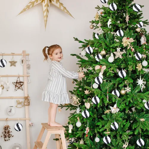 Miniatura 4 de Liliful 12 Piezas Bolas de Navidad de 3.15 Pulgadas Adornos con Purpurina Decoraciones de Árbol de Navidad Plástico Pintado Esferas Navideñas