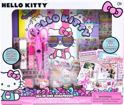 Hello Kitty Todo en Uno DIY, Diseña Tu Propio Álbum de Recortes con Más de 250 Artículos Esenciales, Excelentes Juguetes de Hello Kitty para