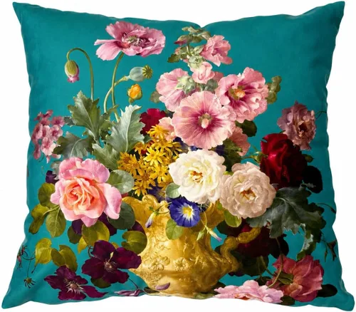 Miniatura 32 de Funda de cojín floral ligera de lujo, 18 x 18 pulgadas, pintura al óleo retro victoriana de doble cara, fondo negro, flor vibrante, funda de cojín