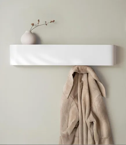 Miniatura 13 de Kazai. Perchero de pared 'Toke' – Perchero de diseño moderno con ganchos ocultos de pared – Perchero de panel de chapa de madera maciza – Roble