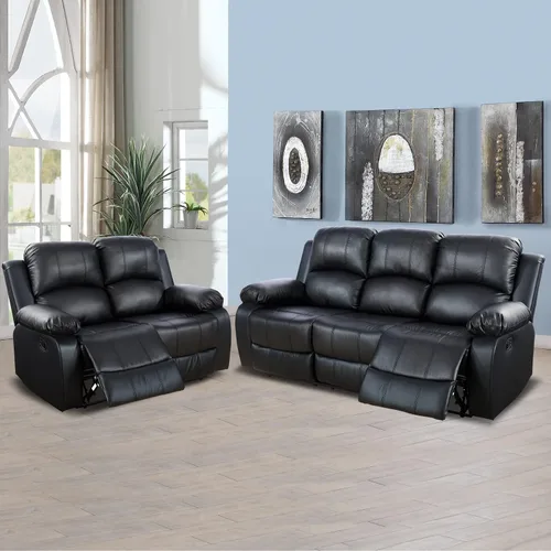Miniatura 25 de A Ainehome Juego de sofá reclinable de lujo para sala de estar, juego de sofá reclinable de cuero y sillas de dos plazas, juegos de muebles de sala