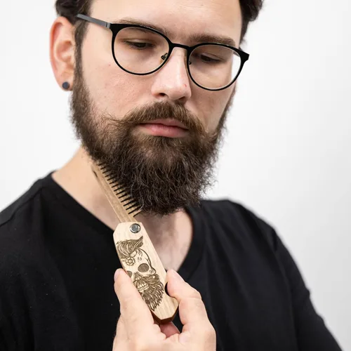 Miniatura 8 de Enjoy The Wood - Peine para barba de madera para hombres, accesorios plegables de bolsillo para barba para hombres, peine de nogal grabado