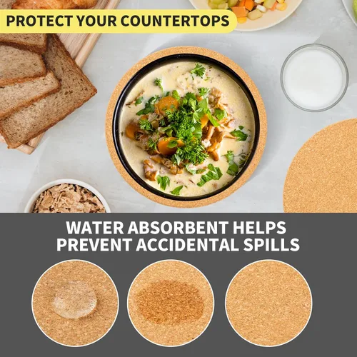 Miniatura 4 de Salvamanteles de corcho para platos calientes, ollas y sartenes, soportes para ollas para cocina, 8 pulgadas, paquete de 6 almohadillas calientes