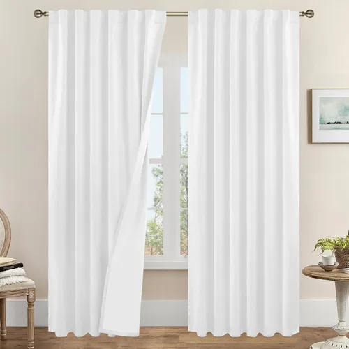 Miniatura 50 de LAMIT Cortinas de lino natural 100 % opacas para ventana, para dormitorio, 45 pulgadas, cortinas térmicas con textura de lino estilo granja