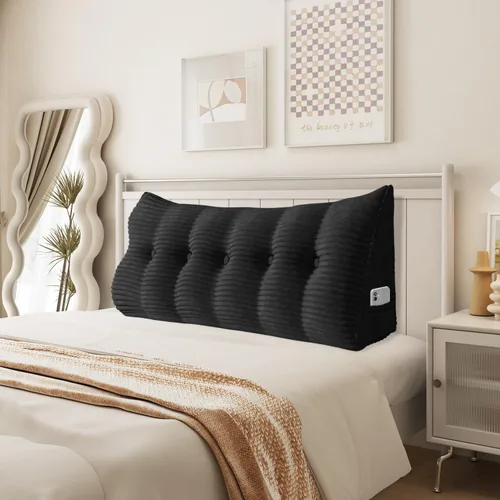 Miniatura 10 de Almohada de cuña triangular para cabecero, cojín de pana para sofá cama, respaldo grande, almohada de lectura, posicionamiento lumbar tapizado