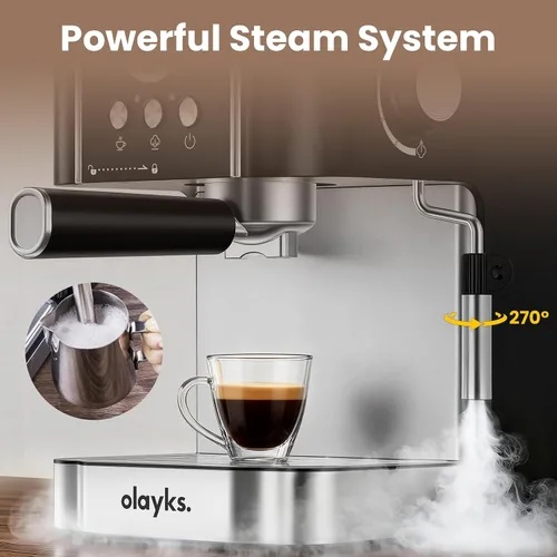 Miniatura 5 de Cafetera profesional de 20 bares, semiautomática con vaporizador de leche, máquina todo en uno con tanque extraíble de 1.8 L para capuchino