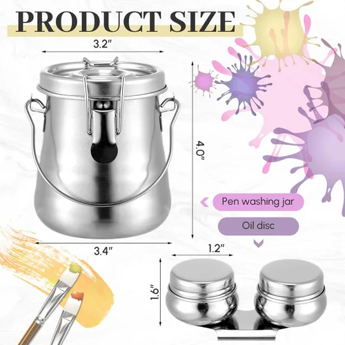 Miniatura 2 de Juego de 2 limpiadores de pinceles de acero inoxidable con doble inmersión para paleta, vaso, cepillo de pintura, soporte de lavadora portátil