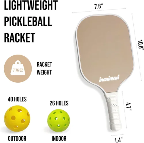 Miniatura 2 de Juego de 2 palas de pickleball - Superficie de fibra de vidrio y núcleo de panal de polipropileno Palas ligeras de pickball 4 pelotas