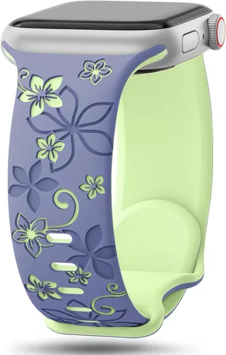 Miniatura 8 de Correas con grabado floral compatibles con Apple Watch Band de 1.49, 1.57, 1.61, 1.65, 1.73, 1.77, 1.92 pulgadas para mujeres, correas deportivas