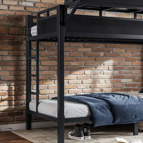 Miniatura 9 de Bellemave Twin XL Bunk Bed Frame with Storage Shelves & Pegboard, Metal Bunk Bed Twin XL with USB Ports & LED Lights, Space-Saving for Bedroom