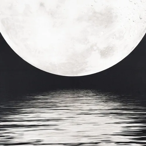 Miniatura 6 de LB Tapiz pequeño de luna llena sobre océano, tapiz de pared de cielo nocturno estrellado, fantasía 3D, arte de pared de luna grande en blanco
