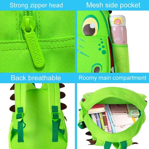 Miniatura 6 de gxtvo Mochila de dinosaurio para niños, mochila preescolar para niños pequeños, mochila escolar de animales de dibujos animados de 12 pulgadas