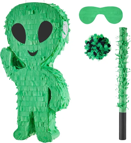 Lewtemi Decoraciones de Fiesta de Piñata con Palo, Venda para los Ojos y Confeti para Decoraciones de Fiesta, Centro de Mesa, Accesorio para Fotos,