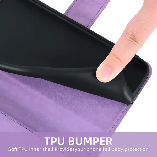 Miniatura 8 de Asuwish Funda de teléfono para Moto G Power 2021 con protector de pantalla de vidrio templado y tarjetero de cuero con diseño de flores, soporte