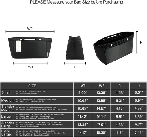 Miniatura 3 de ZTUJO Organizador de bolso para bolso y moldeador de bolsa, organizador de bolsa para Speedy Neverful, 6 tamaños (XL, negro sedoso)