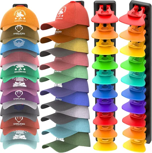 Miniatura 11 de Organizador de Sombreros para Gorras de Béisbol que Sostiene Hasta 40 Sombreros, Paquete de 2 Percheros de Sombreros para Pared, Soporte