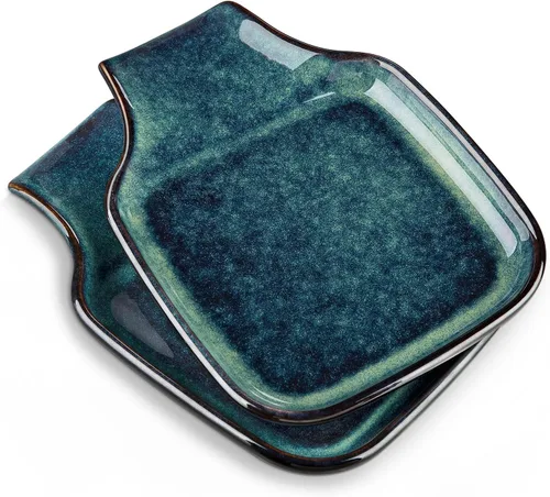 vancasso Soporte de cuchara Stern para cocina, soporte de cuchara cuadrado de cerámica para estufa, soporte de utensilios resistente al calor para