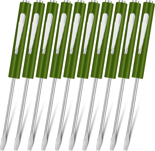 Honoson 10 Piezas Destornillador de Bolsillo Mini con Clips de Bolsillo Magnéticos, Ranurado, Pequeño Destornillador de Hoja Simple para Mecánico,