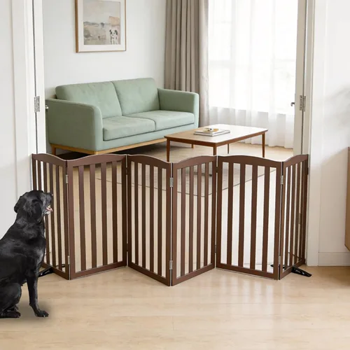 Miniatura 31 de Puerta para Perros Independiente para Interiores, Puerta para Perros Plegable, Puertas para Mascotas para Entradas, Escaleras o Pasillos, Puerta