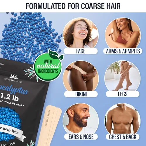 Miniatura 3 de Tress Wellness Cuentas de cera, seguras para la piel, dermatológicamente probadas, kit para bikini en casa, brasileño, cuerpo completo y brasileño