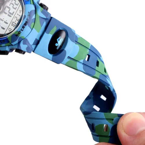 Miniatura 5 de FANMIS Relojes deportivos para niños, reloj digital electrónico LED, multifunción, 164.0 ft, impermeable, 2 veces, cronómetro colorido