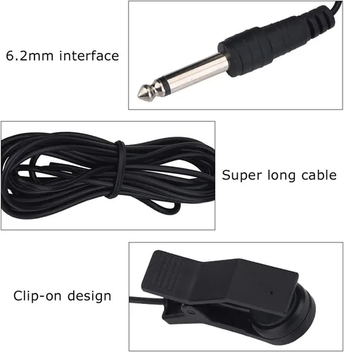 Miniatura 4 de Pastilla con clip, micrófono portátil de recogida vocal, transductor de audio para sintonizador de instrumentos musicales