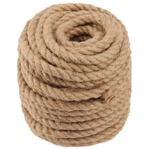 Cuerda de yute natural de 100 pies y 1/2 pulgada de grosor, cuerda de cáñamo fuerte de 0.472 in x 98.4 ft, cuerda gruesa para jardinería