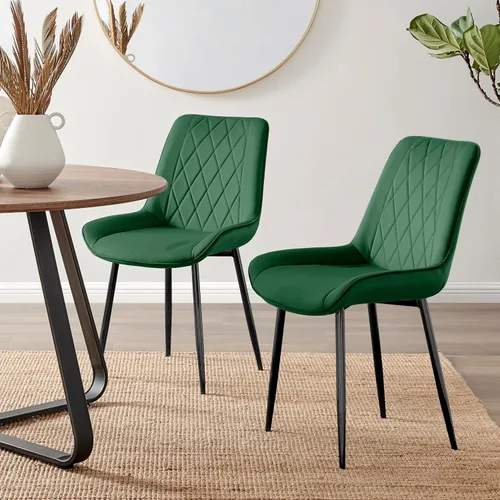Miniatura 16 de Furniturebox - Juego de 2 sillas de comedor Pesaro, terciopelo crema, plateado, patas de metal cromado, modernas, contemporáneas, de lujo, sillas