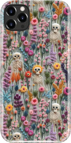 Miniatura 50 de Funda para iPhone 12 Mini, compatible con carga inalámbrica, protección de doble capa con elegante diseño de flores silvestres, silicona suave +