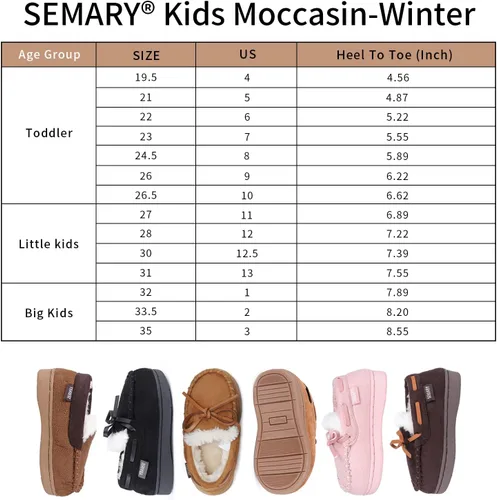 Miniatura 6 de Toddler Kids' Moccasin House Shoe with Indoor Outdoor Memory Foam Sole Protection Slipper U722WLFX-0914