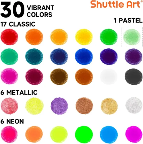 Miniatura 2 de Palos de pintura al temple de 30 colores sólidos para niños con 1 almohadilla de dibujo, secado súper rápido, no tóxico, funciona muy bien en papel